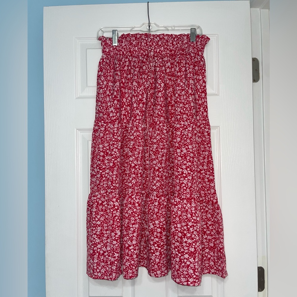 Floral Red Skirt